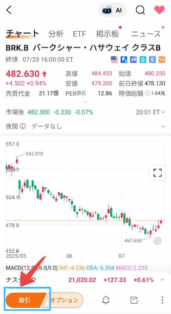 バークシャー・ハサウェイ（BRK.B）注文方法の流れを6ステップで紹介！STEP2