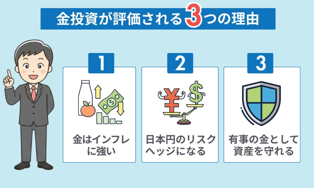 金投資のメリット3選｜インフレ・円安対策に最強の資産