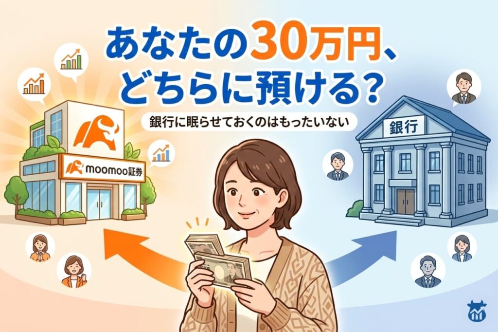 ②【1ヶ月で比較】銀行に預けるのとmoomoo証券のキャンペーンに参加するのはどっちが得?